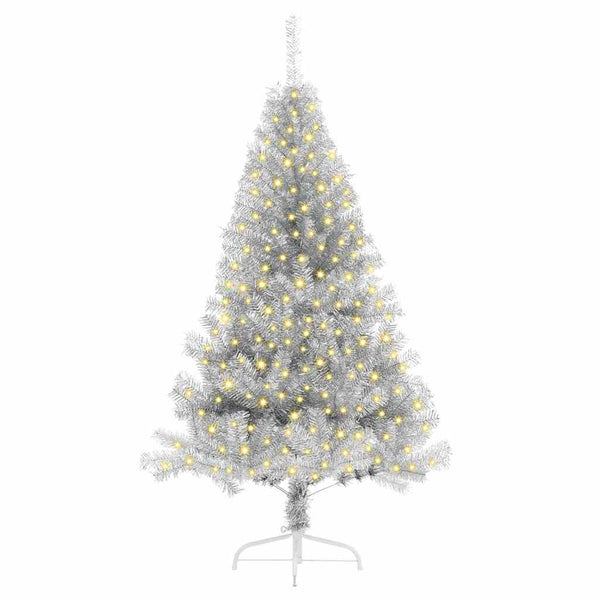 vidaXL Sapin de Noël artificiel pré-éclairé Argent 180 cm PET