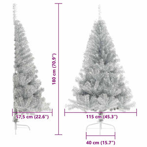 vidaXL Sapin de Noël artificiel pré-éclairé Argent 180 cm PET