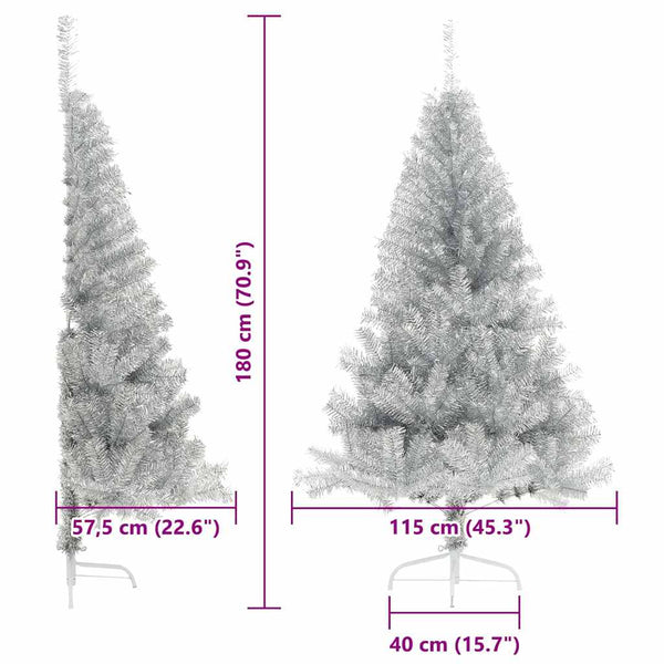 vidaXL Sapin de Noël artificiel pré-éclairé Argent 180 cm PET