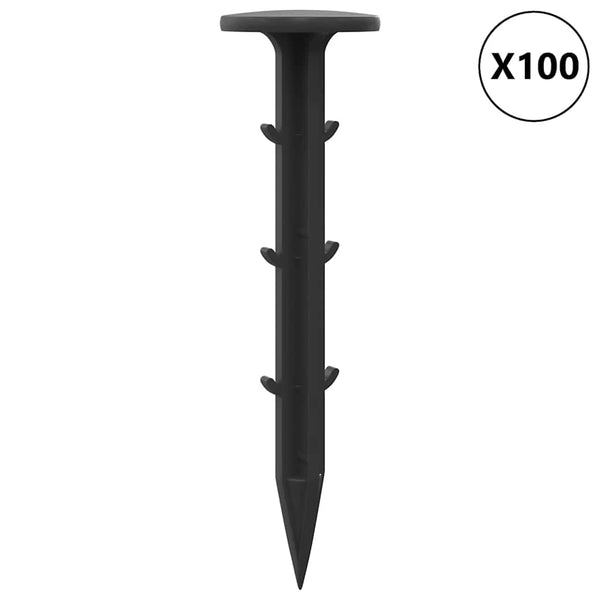 Kunststoff-Heringe, 100 Stk., Schwarz, Ø3x11cm