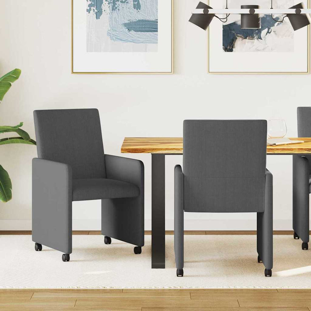 Esszimmerstühle mit Rollen, Dunkelgrau, 2er-Set