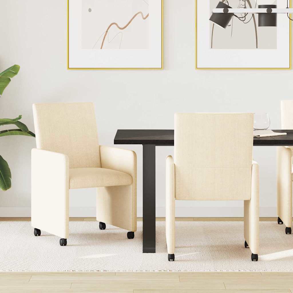 Esszimmerstühle Creme mit Rollen, 2er-Set
