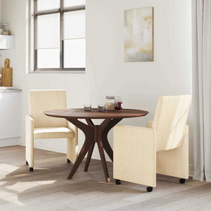 Esszimmerstühle Creme mit Rollen, 2er-Set