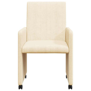 Esszimmerstühle Creme mit Rollen, 2er-Set