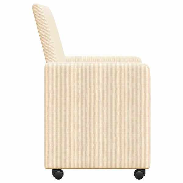 Esszimmerstühle Creme mit Rollen, 2er-Set