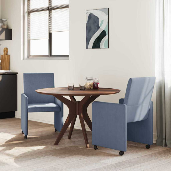 Esszimmerstühle mit Rollen, 2er Set, Blau