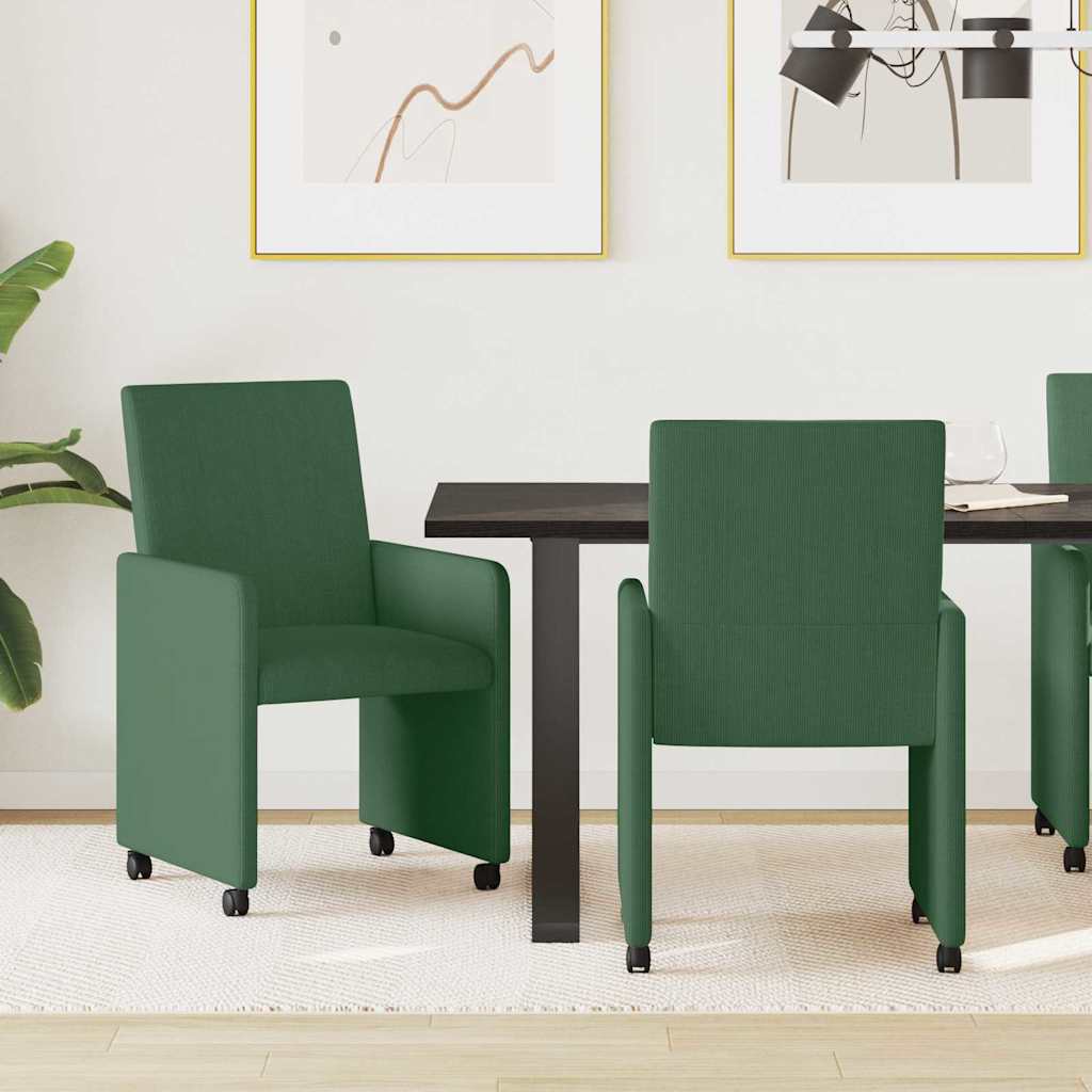 Esszimmerstühle mit Rollen Grau-Grün, 2er-Set