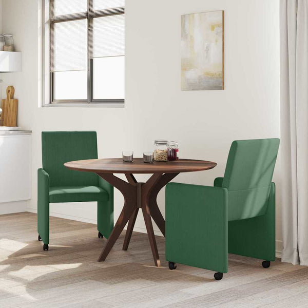 Esszimmerstühle mit Rollen Grau-Grün, 2er-Set