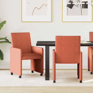 Esszimmerstühle mit Rollen, Rot Orange, 2er-Set