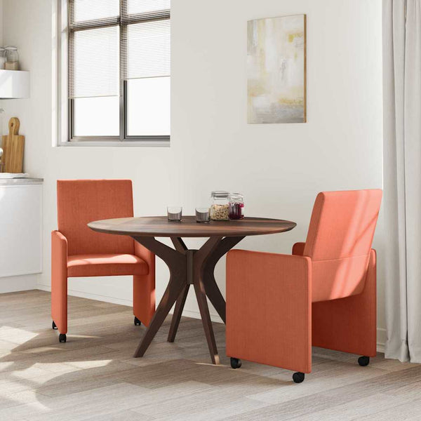 Esszimmerstühle mit Rollen, Rot Orange, 2er-Set