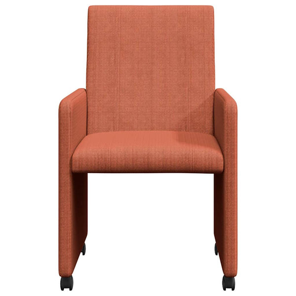 Esszimmerstühle mit Rollen, Rot Orange, 2er-Set