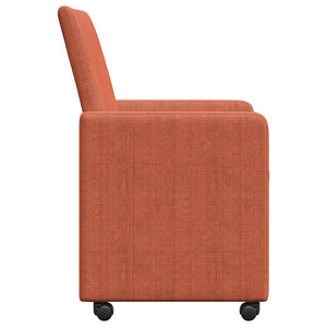 Esszimmerstühle mit Rollen, Rot Orange, 2er-Set