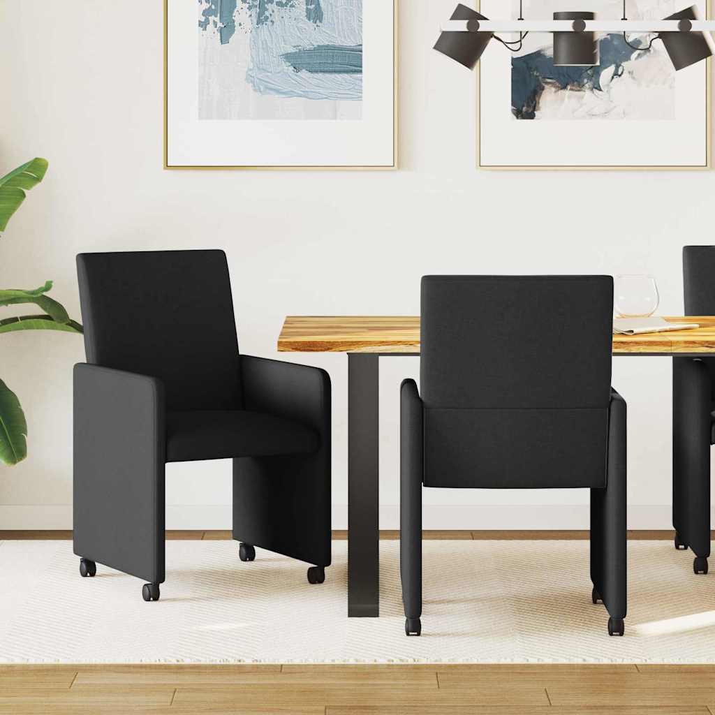Esszimmerstühle mit Rollen, 2er-Set, Schwarz