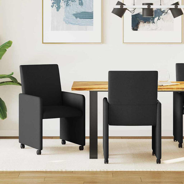 Esszimmerstühle mit Rollen, 2er-Set, Schwarz