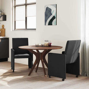 Esszimmerstühle mit Rollen, 2er-Set, Schwarz