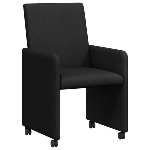 Esszimmerstühle mit Rollen, 2er-Set, Schwarz
