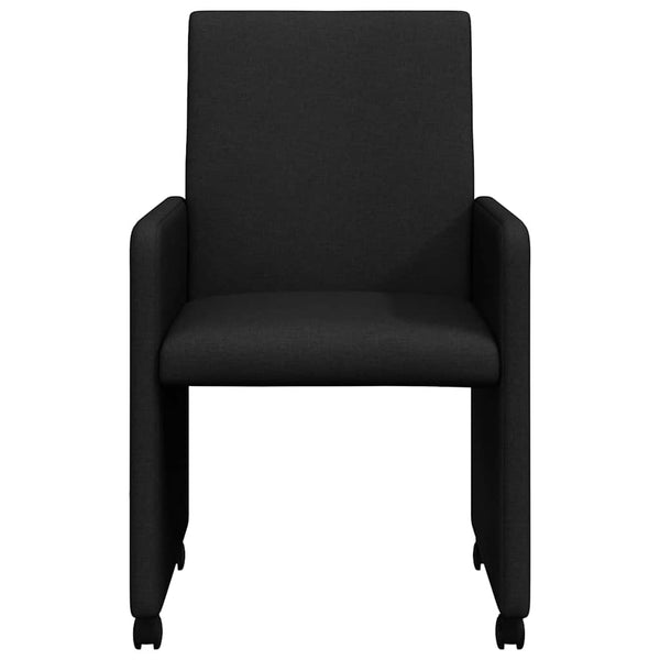 Esszimmerstühle mit Rollen, 2er-Set, Schwarz