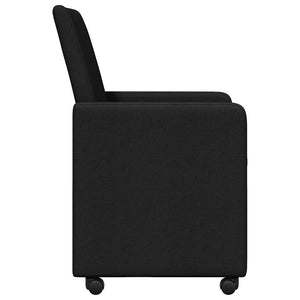 Esszimmerstühle mit Rollen, 2er-Set, Schwarz