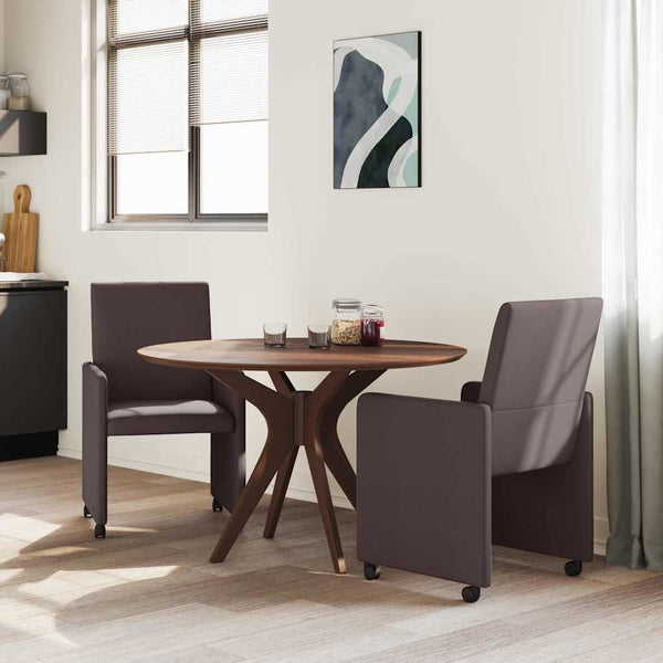 Esszimmerstühle mit Rollen, Dunkelbraun, 2er-Set