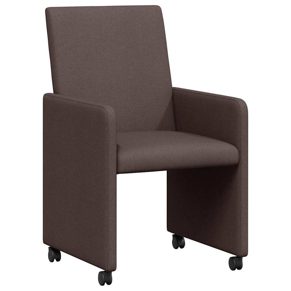 Esszimmerstühle mit Rollen, Dunkelbraun, 2er-Set