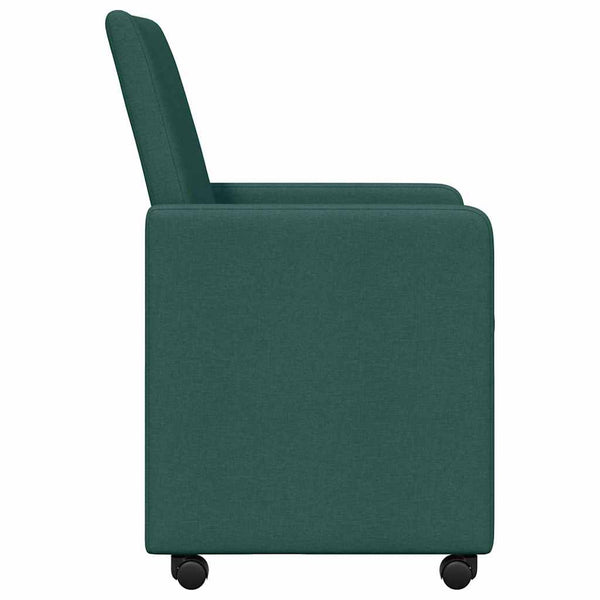 Esszimmerstühle mit Rollen, 2er-Set, Dunkelgrün