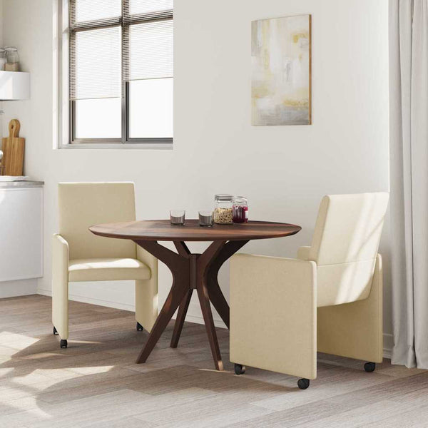 Esszimmerstühle Creme mit Rollen, 2er-Set