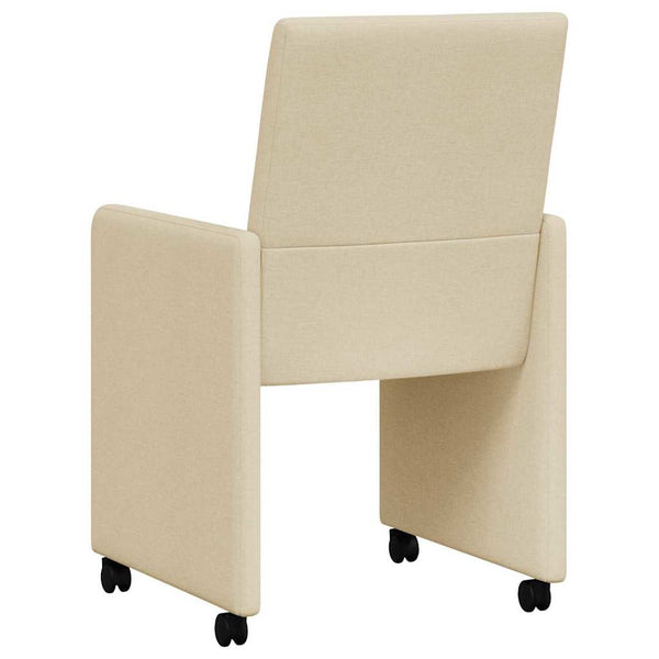 Esszimmerstühle Creme mit Rollen, 2er-Set