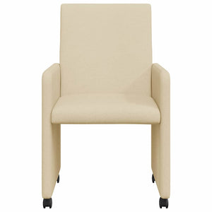 Esszimmerstühle Creme mit Rollen, 2er-Set