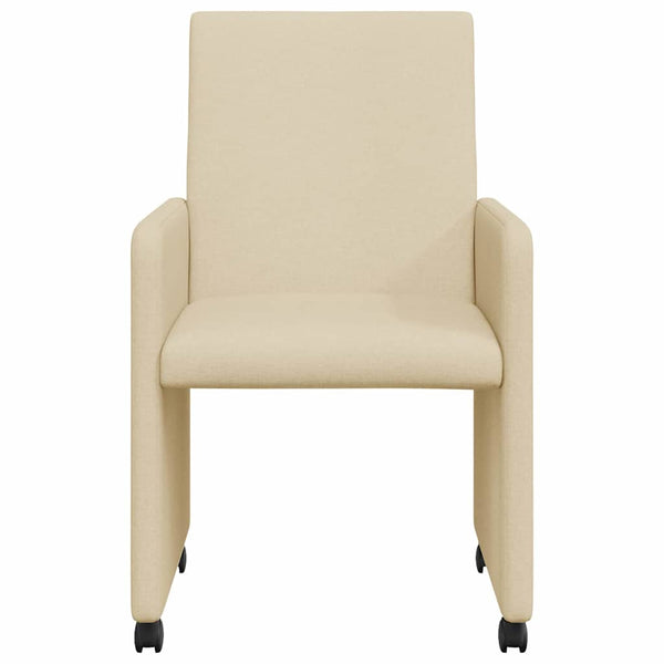 Esszimmerstühle Creme mit Rollen, 2er-Set