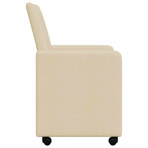 Esszimmerstühle Creme mit Rollen, 2er-Set