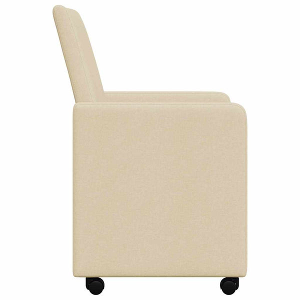 Esszimmerstühle Creme mit Rollen, 2er-Set