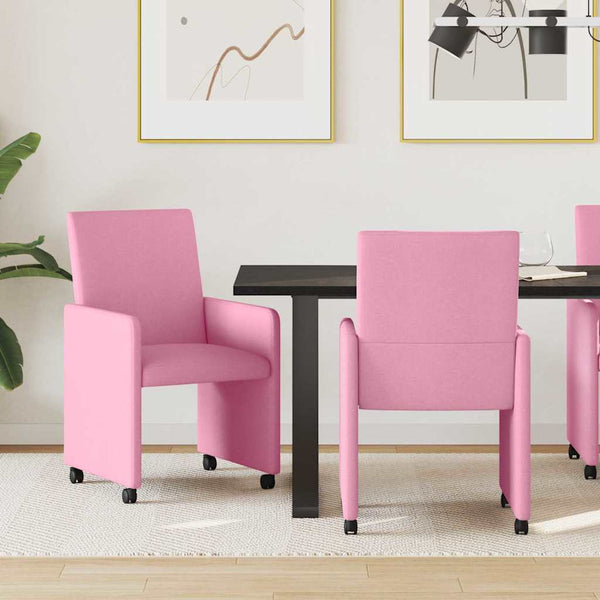 Esszimmerstühle Rosa mit Rollen, 2er-Set
