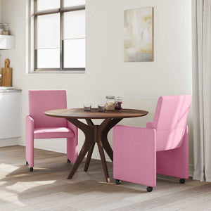 Esszimmerstühle Rosa mit Rollen, 2er-Set