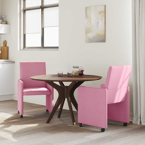 Esszimmerstühle Rosa mit Rollen, 2er-Set
