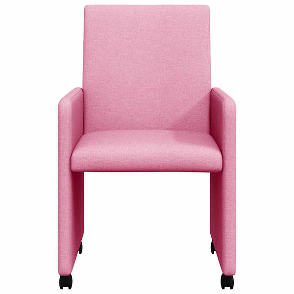Esszimmerstühle Rosa mit Rollen, 2er-Set