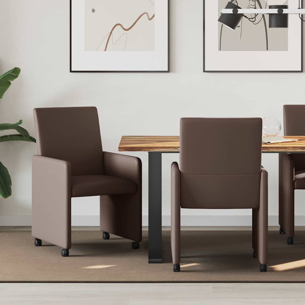 Esszimmerstühle Braun mit Rollen, 2er-Set