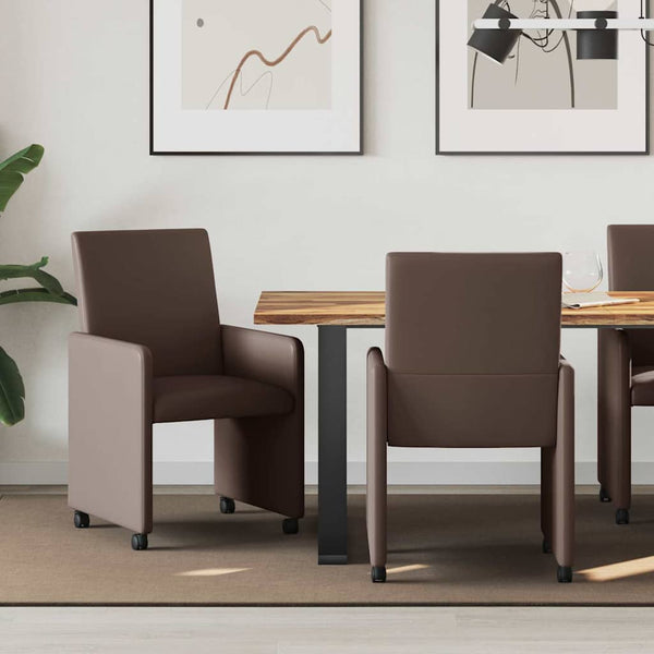 Esszimmerstühle Braun mit Rollen, 2er-Set