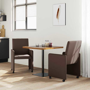 Esszimmerstühle Braun mit Rollen, 2er-Set