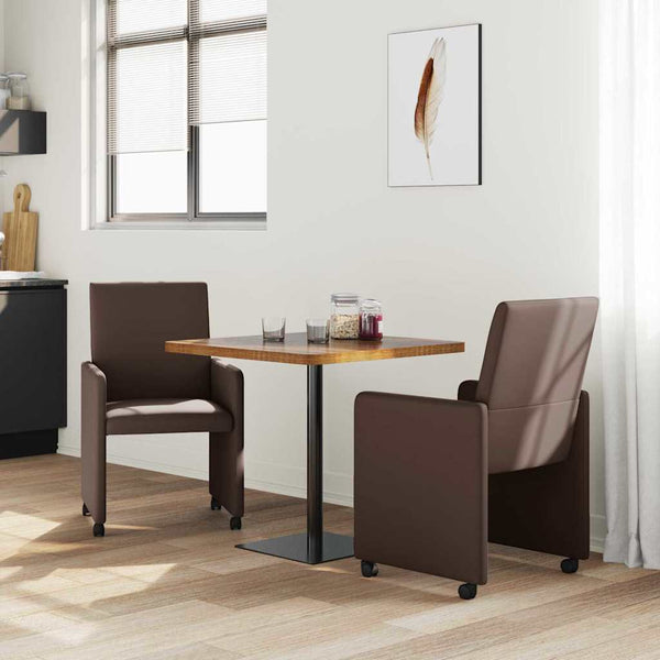 Esszimmerstühle Braun mit Rollen, 2er-Set