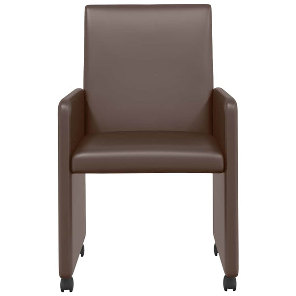 Esszimmerstühle Braun mit Rollen, 2er-Set