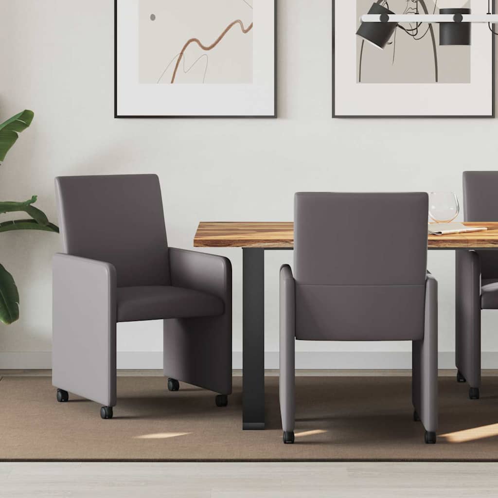 Esszimmerstühle mit Rollen, 2er Set, Grau