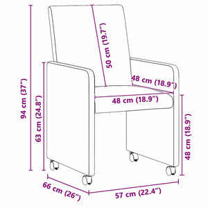 Esszimmerstühle mit Rollen, 2er Set, Grau