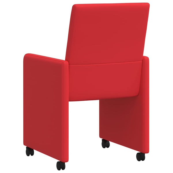 Esszimmerstühle Rot Kunstleder mit Rollen (2er-Set)