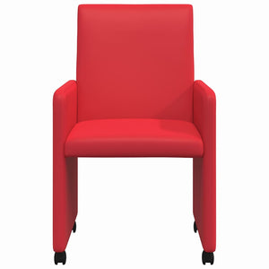 Esszimmerstühle Rot Kunstleder mit Rollen (2er-Set)