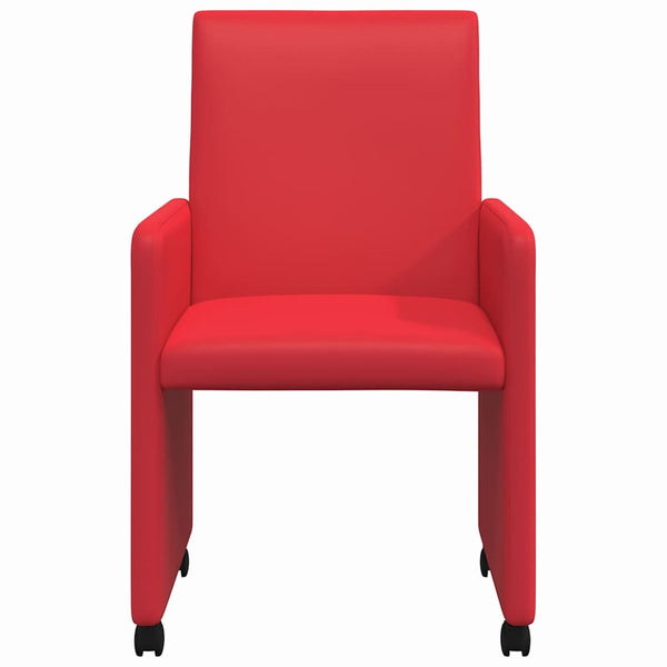 Esszimmerstühle Rot Kunstleder mit Rollen (2er-Set)