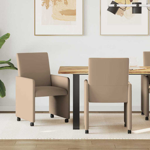 Esszimmerstühle mit Rollen, 2er-Set Cappuccino