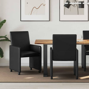 Esszimmerstühle mit Rollen, 2er-Set, Schwarz
