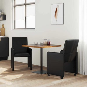 Esszimmerstühle mit Rollen, 2er-Set, Schwarz