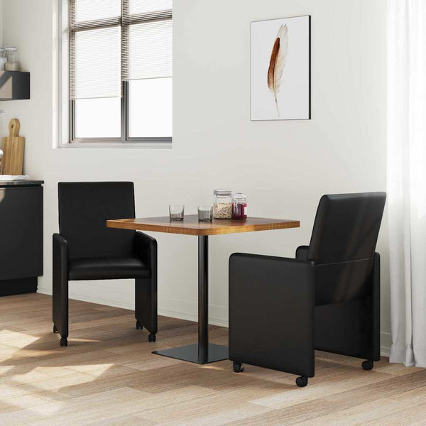 Esszimmerstühle mit Rollen, 2er-Set, Schwarz