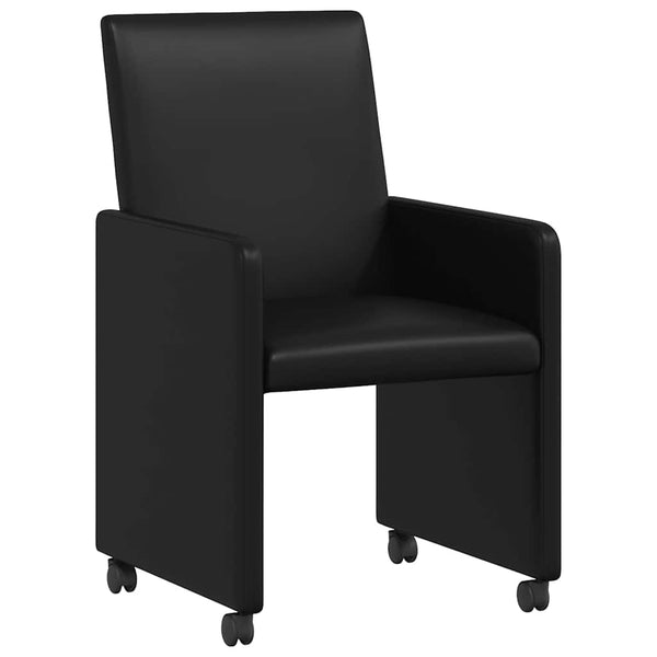Esszimmerstühle mit Rollen, 2er-Set, Schwarz